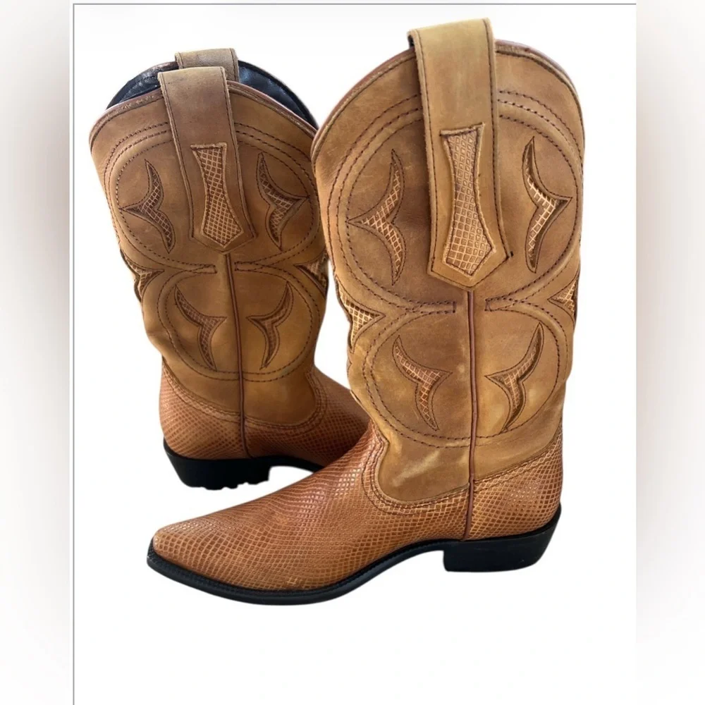 NEW Dingo Men’s Dodge City Leather Boots Western Tan Brown Size 7 D